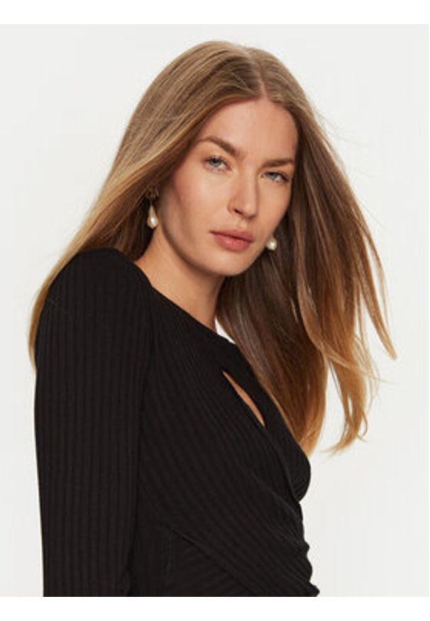 ViCOLO Sweter 22099S Czarny Slim Fit. Kolor: czarny. Materiał: syntetyk