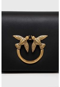 Pinko torebka skórzana kolor czarny. Kolor: czarny. Materiał: skórzane. Rodzaj torebki: na ramię #3