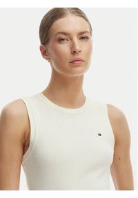 TOMMY HILFIGER - Tommy Hilfiger T-Shirt WW0WW49250 Écru Slim Fit. Kolor: kremowy. Materiał: bawełna #4