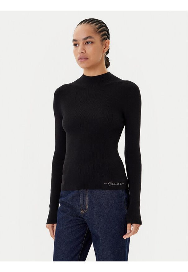 Guess Golf W5BR15 Z3OW2 Czarny Slim Fit. Typ kołnierza: golf. Kolor: czarny. Materiał: syntetyk