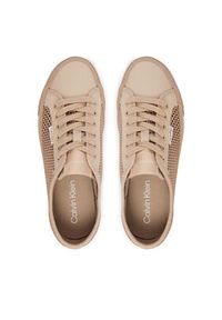 Calvin Klein Sneakersy Vulc Flatf Lace Up Lin Mesh HW0HW02971 Beżowy. Kolor: beżowy. Materiał: materiał #3