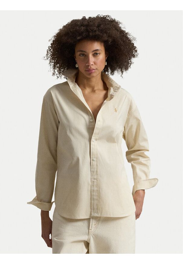 Polo Ralph Lauren Koszula 211910743505 Beżowy Regular Fit. Typ kołnierza: polo. Kolor: beżowy. Materiał: bawełna