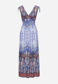 Born2be - Niebieska Sukienka Boho na Lato ze Sznurkami na Ramionach i Gumką w Talii Aharleta. Kolor: niebieski. Sezon: lato. Styl: boho