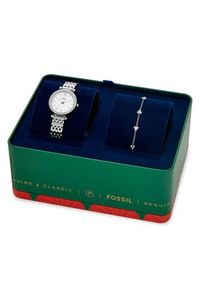 Fossil Zestaw zegarek i bransoletka Carlie ES5315SET Srebrny. Materiał: srebrne. Kolor: srebrny #4