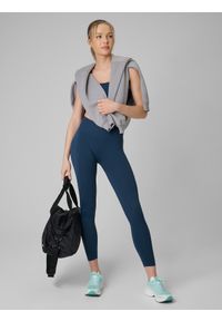 4f - 4F Legginsy treningowe bezszwowe damskie - turkusowe XS/S. Stan: podwyższony. Kolor: turkusowy. Materiał: skóra. Długość: długie. Sport: fitness #1