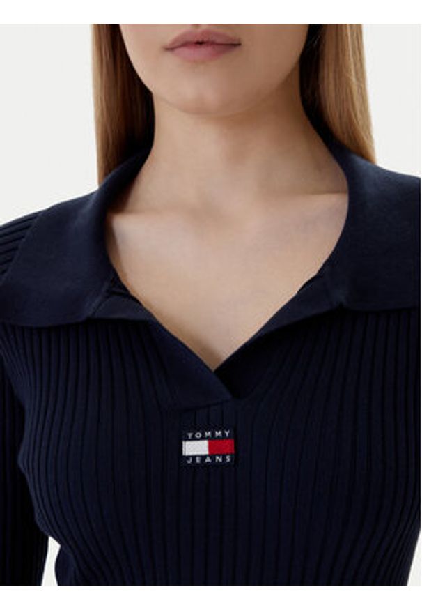 Tommy Jeans Sweter DW0DW22036 Granatowy Slim Fit. Kolor: niebieski. Materiał: syntetyk