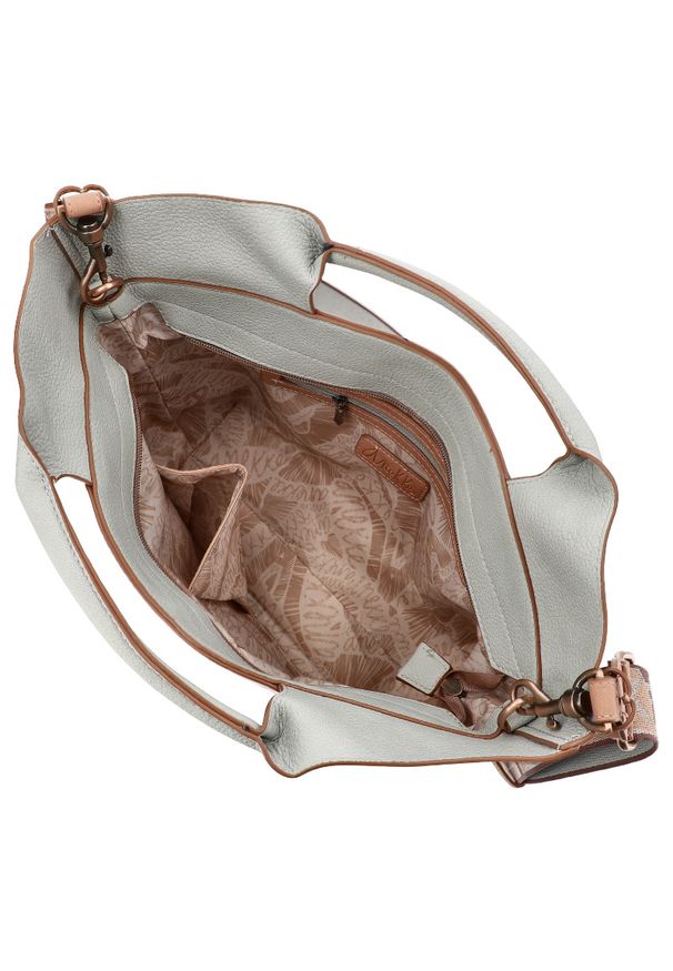 Szara Modna Torebka Damska Anekke Hollywood. Kolor: szary. Wzór: haft, napisy, motyw zwierzęcy. Dodatki: z haftem