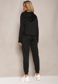Renee - Czarny Komplet Dresowy z Bluzą z Kapturem i Spodniami z Gumką w Pasie Typu Jogger Tellgana. Kolor: czarny. Materiał: dresówka #4