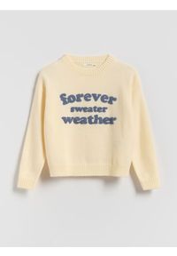 Reserved - Sweter z napisem - złamana biel. Materiał: dzianina. Wzór: napisy