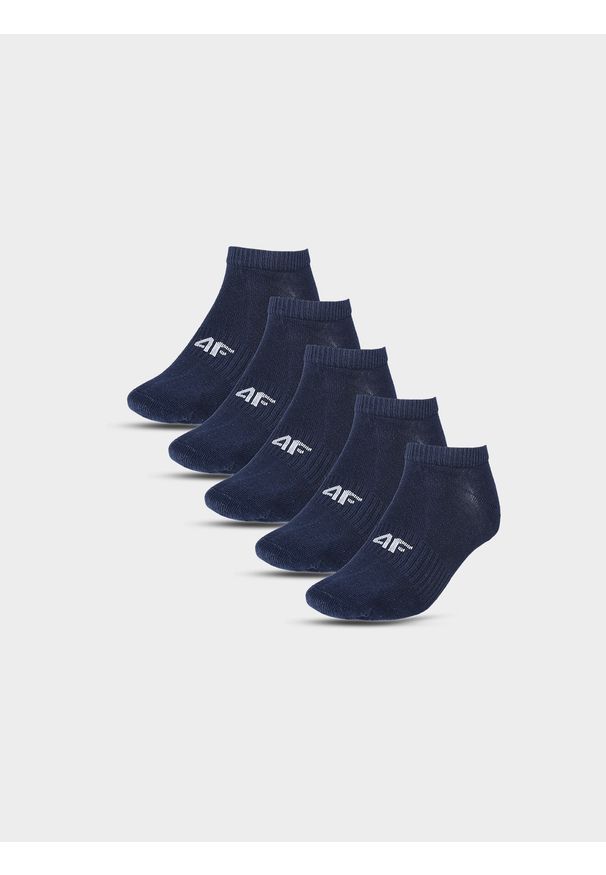 4f - 4F Skarpetki casual przed kostkę (5-pack) chłopięce - granatowe 32-35. Kolor: niebieski. Materiał: bawełna, włókno, materiał, poliamid