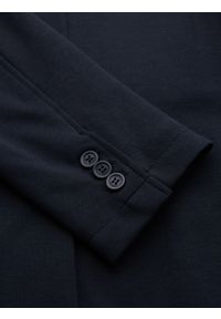 Ombre Clothing - Męska marynarka SLIM z dzianiny o subtelnej strukturze – granatowa V3 - Rozmiar: XXL. Okazja: do pracy. Kolor: niebieski. Materiał: dzianina. Wzór: kolorowy. Styl: klasyczny #8