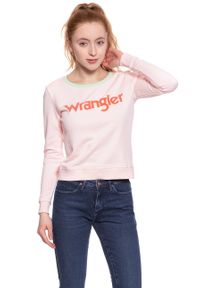 Wrangler - DAMSKI SWETER WRANGLER RETRO KABEL SWT ROSEWATER W602RHYLF 112130380. Wzór: nadruk. Styl: retro #8