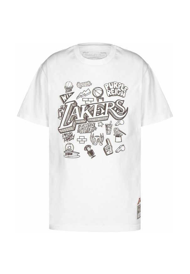 Mitchell & Ness - Koszulka Los Angeles Lakers Doodle. Kolor: biały. Sport: koszykówka