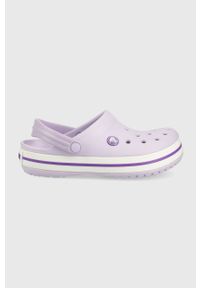 Crocs klapki dziecięce kolor fioletowy. Nosek buta: okrągły. Kolor: fioletowy. Materiał: materiał, guma. Wzór: gładki