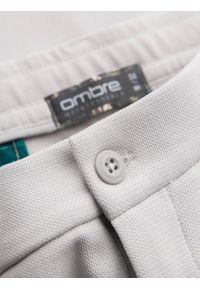 Ombre Clothing - Krótkie spodenki męskie SLIM FIT z melanżowej strukturalnej dzianiny – jasnoszare V5. Kolor: szary. Materiał: dzianina. Długość: krótkie. Wzór: melanż. Styl: wakacyjny #4