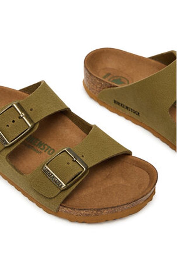Birkenstock Klapki Arizona Kids Vegan 1027829 S Zielony. Kolor: zielony. Materiał: skóra