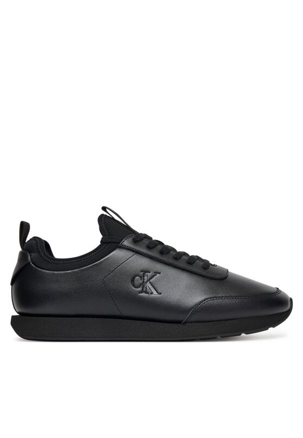 Calvin Klein Sneakersy Retro Runner Sock Laceup Lth YM0YM01362 Czarny. Kolor: czarny. Materiał: skóra