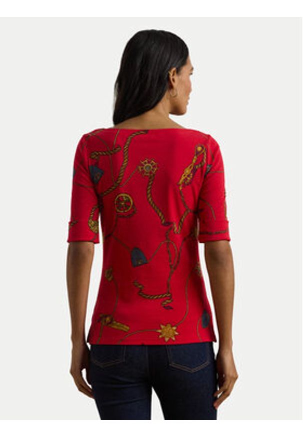 Lauren Ralph Lauren - LAUREN RALPH LAUREN Bluzka 200957614002 Czerwony Slim Fit. Kolor: czerwony. Materiał: bawełna