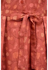 Marie Zélie - Sukienka Alodia Estrilda ceglasta. Kolor: czerwony. Materiał: bawełna, satyna, skóra, materiał #5