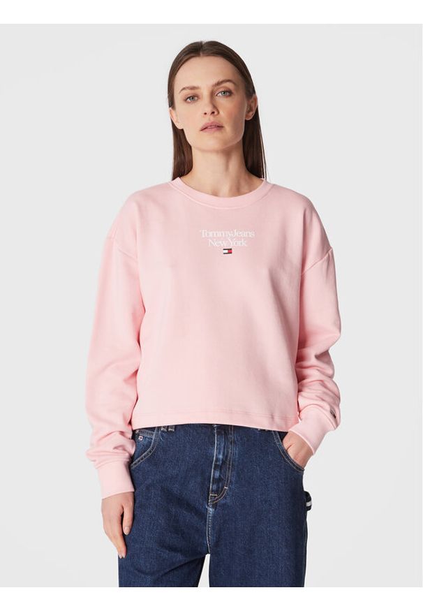Tommy Jeans Bluza Essential DW0DW14851 Różowy Regular Fit. Kolor: różowy. Materiał: bawełna, syntetyk