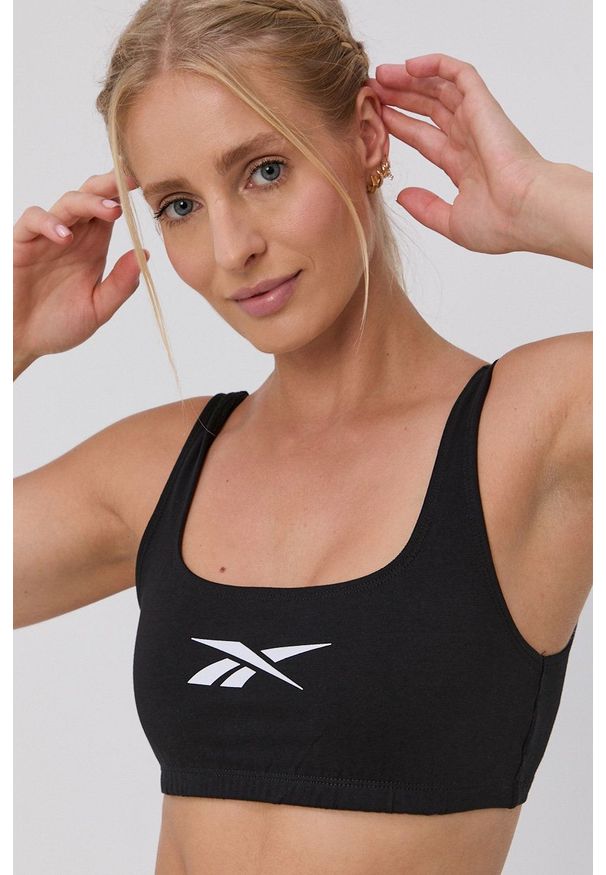 Reebok Classic Biustonosz kolor czarny. Kolor: czarny. Rodzaj stanika: odpinane ramiączka