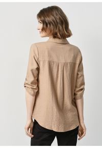 Ochnik - Koszula damska w kolorze camel. Kolor: brązowy. Materiał: wiskoza. Wzór: aplikacja #3