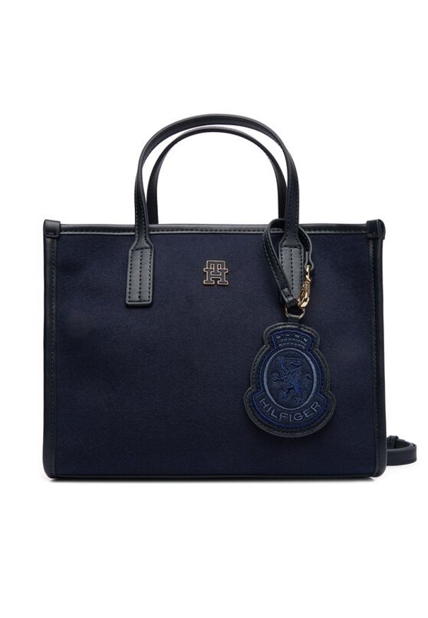 TOMMY HILFIGER - Tommy Hilfiger Torebka Th City Small Tote Melton AW0AW17852 Granatowy. Kolor: niebieski