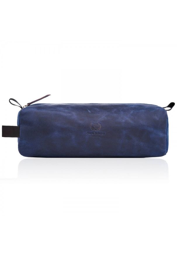 Kosmetyczka skórzana PAOLO PERUZZI T-52-DB granatowa. Kolor: niebieski. Materiał: skóra