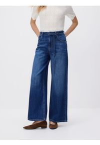 Reserved - Jeansy wide leg z wiązaniem - niebieski. Kolor: niebieski #1