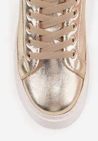 Renee - Złote Sneakersy na Grubej Podeszwie Cernanda. Okazja: na co dzień. Kolor: złoty. Obcas: na platformie #4