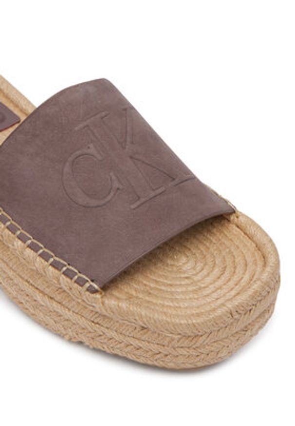 Calvin Klein Espadryle Flatf Espa Mule Nub Mg HW0HW02890 Brązowy. Kolor: brązowy. Materiał: skóra, nubuk