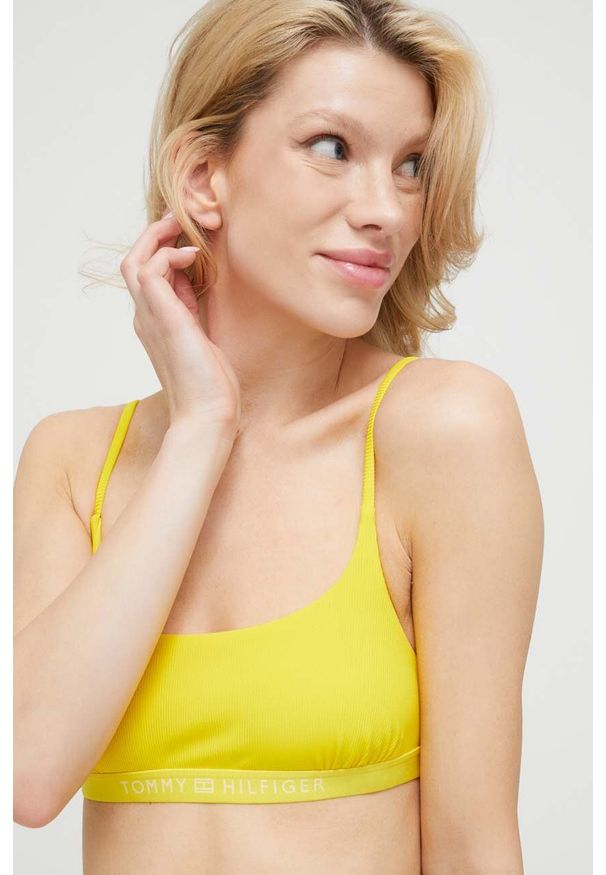TOMMY HILFIGER - Tommy Hilfiger biustonosz kąpielowy kolor żółty. Kolor: żółty. Materiał: poliester