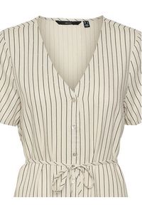 Vero Moda Sukienka letnia Mymilo 10322976 Beżowy Loose Fit. Kolor: beżowy. Materiał: len, wiskoza. Sezon: lato #8