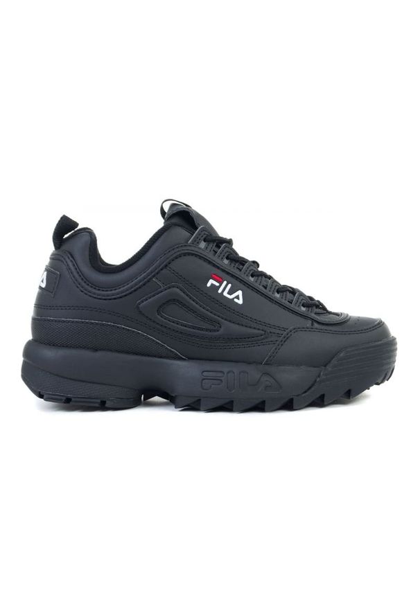 Buty Fila Disruptor Low 1010302-12V czarne. Okazja: na co dzień. Wysokość cholewki: przed kostkę. Kolor: czarny. Materiał: guma, materiał