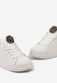 Born2be - Biało-Czarne Sneakersy Bokoria. Kolor: biały. Materiał: materiał, skóra ekologiczna. Szerokość cholewki: normalna. Wzór: aplikacja. Obcas: na platformie #6