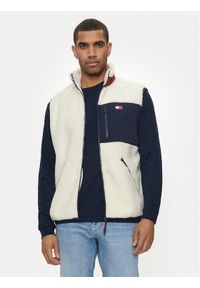 Tommy Jeans Kamizelka Teddy DM0DM18900 Écru Relaxed Fit. Materiał: syntetyk