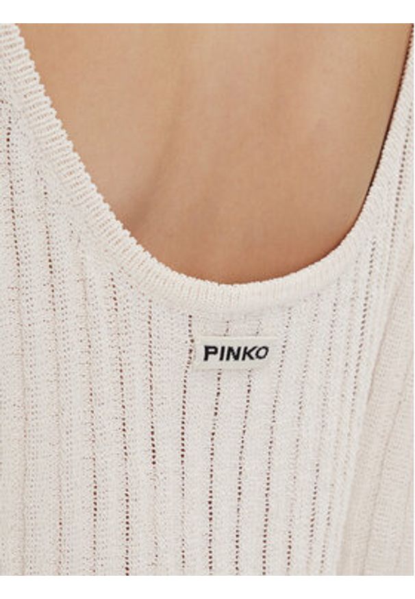 Pinko - PINKO Sukienka dzianinowa 105301 A2N7 Écru Regular Fit. Materiał: bawełna