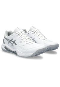Buty do tenisa damskie Asics Geldedicate 8 Clay. Zapięcie: sznurówki. Kolor: biały, wielokolorowy, szary. Materiał: materiał, syntetyk. Szerokość cholewki: normalna. Sport: tenis