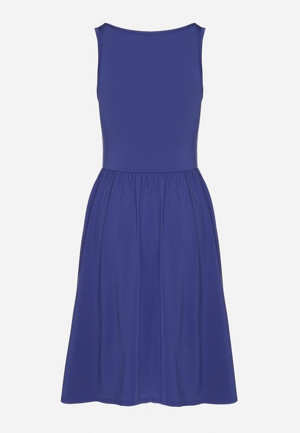 Born2be - Niebieska Sukienka z Wiskozą o Rozkloszowanym Kroju Edivane. Okazja: na co dzień. Kolor: niebieski. Materiał: wiskoza. Długość rękawa: na ramiączkach. Sezon: wiosna, lato. Typ sukienki: rozkloszowane. Styl: casual