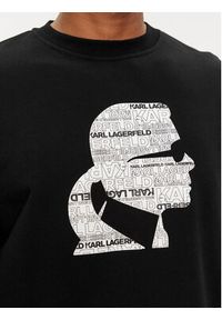 Karl Lagerfeld - KARL LAGERFELD Bluza 705427 542941 Czarny Regular Fit. Typ kołnierza: dekolt w karo. Kolor: czarny. Materiał: bawełna