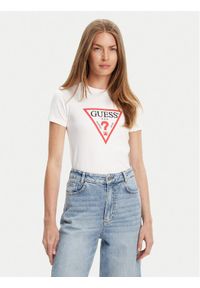Guess Jeans T-Shirt W4YI04 J1314 Biały Regular Fit. Kolor: biały. Materiał: bawełna