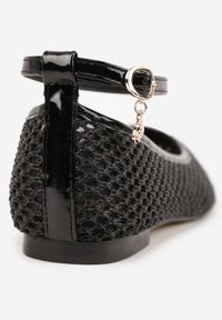 Renee - Czarne Balerinki ze Skórzaną Wkładką i Metaliczną Ozdobą Dorialori. Zapięcie: sprzączka. Kolor: czarny. Materiał: skóra. Wzór: aplikacja. Styl: elegancki #5