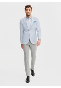 Pako Lorente - PAKO LORENTE – Casualowa marynarka męska w kolorze niebieskim. Okazja: na co dzień. Kolor: beżowy, niebieski. Materiał: poliester, wiskoza, elastan. Wzór: gładki. Sezon: wiosna. Styl: casual #8