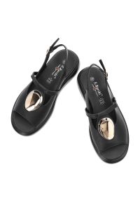 Czarne Sandały S.Barski Eleganckie Obuwie Damskie. Zapięcie: pasek. Kolor: czarny. Materiał: materiał. Wzór: aplikacja. Sezon: lato. Styl: elegancki #6