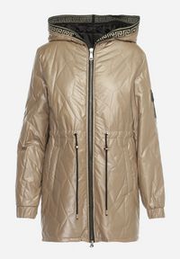 Born2be - Ciemnobeżowa Kurtka Pikowana Bemius. Kolor: beżowy. Materiał: wełna, materiał. Długość: długie #2