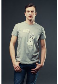 Hultaj Polski - T-shirt MIASTO JEST MOJE męski szary. Okazja: do pracy, na uczelnię, na spacer. Kolor: szary. Materiał: jeans, bawełna