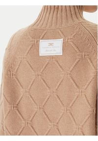 Elisabetta Franchi Sweter MK-55T-57E2 Brązowy Regular Fit. Kolor: brązowy. Materiał: wełna #4