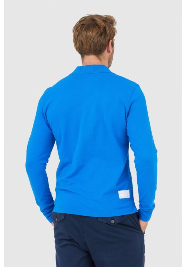 La Martina - LA MARTINA Niebieskie męskie polo z długim rękawem, Rozmiar M. Typ kołnierza: polo. Kolor: niebieski. Długość rękawa: długi rękaw. Długość: długie