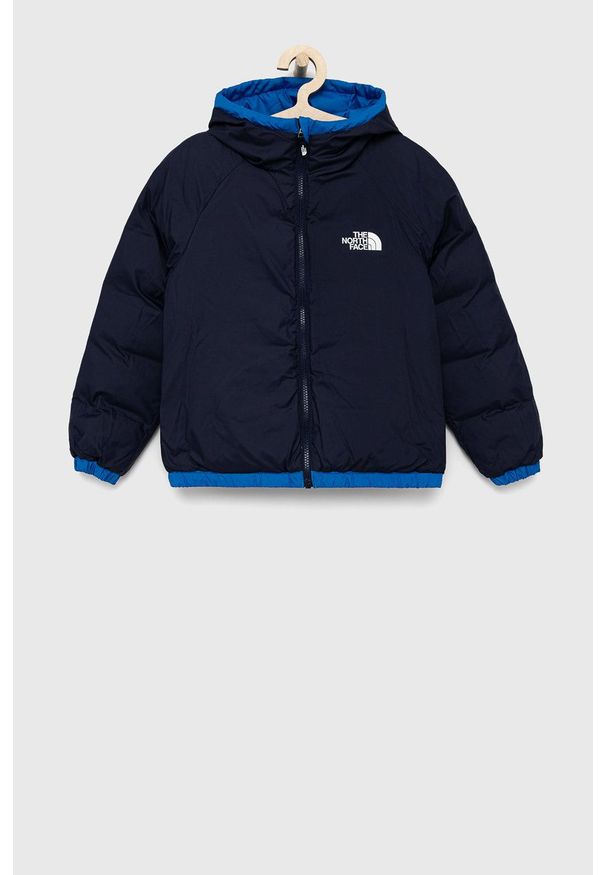 The North Face Kurtka puchowa dwustronna dziecięca. Okazja: na co dzień. Kolor: niebieski. Materiał: puch. Styl: casual