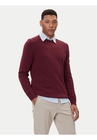 Barbour Sweter Essential Tisbury MKN0844RE56 Bordowy Regular Fit. Kolor: czerwony. Materiał: wełna
